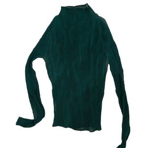 Vintage Blue Issey Miyake Pleated Turtleneck Long Sleeve